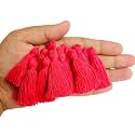 Zippy Flora Plain Solid Micro 1.5 inch Cotton Tassels for Saree/Dupatta/Runners &amp; DIY Projects (Flamingo Pink, Pack of 25 pcs)