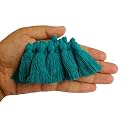 Zippy Flora Plain Solid Micro 1.5 inch Cotton Tassels for Saree/Dupatta/Runners &amp; DIY Projects (Aqua Blue, Pack of 25 pcs)