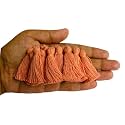 Zippy Flora Plain Solid Micro 1.5 inch Cotton Tassels for Saree/Dupatta/Runners &amp; DIY Projects (Light Peach, Pack of 25 pcs)