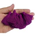 Zippy Flora Plain Solid Micro 1.5 inch Cotton Tassels for Saree/Dupatta/Runners & DIY Projects (Purple, Pack of 25 pcs)