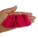 Zippy Flora Plain Solid Micro 1.5 inch Cotton Tassels for Saree/Dupatta/Runners &amp; DIY Projects (Dark Pink, Pack of 50 pcs)