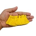 Zippy Flora Plain Solid Micro 1.5 Inch Cotton Tassels for Sarees, Dupattas, Runners &amp; DIY Projects| Handmade latkan | add a Creative Touch to Your Clothing &amp; Home Decor (Bright Yellow, Pack of 50)