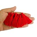 Zippy Flora Plain Solid Micro Cotton Tassels 1.5 Inch for Saree, Dupatta, Table Runners &amp; DIY Projects, Red Decorative Tassels Pack of 25 Pieces for Ethnic Wear &amp; Craft Use