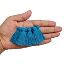 Zippy Flora Plain Solid Micro 1.5 Inch Handmade Cotton Tassels (Firozi, Pack of 50) | Decorative Latkan for Sarees, Dupattas, Runners, Clothing, Home Décor &amp; DIY Craft Projects