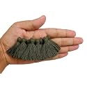 Zippy Flora Plain Solid Micro 1.5 Inch Handmade Cotton Tassels (Military Green, Pack of 50) | Decorative Latkan for Sarees, Dupattas, Runners, Clothing, Home Décor &amp; DIY Craft Projects