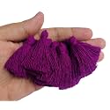 Zippy Flora Plain Solid Micro 1.5 inch Cotton Tassels for Saree/Dupatta/Runners & DIY Projects (Purple, Pack of 50 pcs)