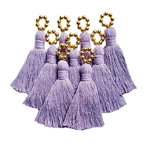zippy flora sareeblousedupatta tassels mini cotton tassels with pearls pack of 10 with golden pearl lavender