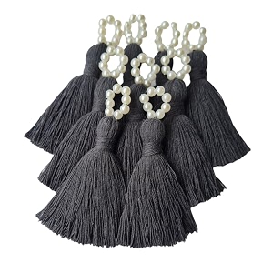 zippy flora sareeblousedupatta tassels mini cotton tassels with pearls pack of 10 dark grey
