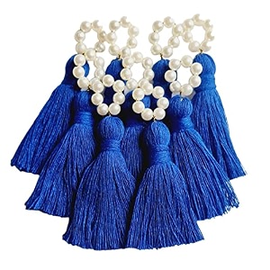 zippy flora sareeblousedupatta tassels mini cotton tassels with pearls pack of 10 royal blue