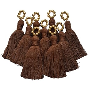 zippy flora sareeblousedupatta tassels mini cotton tassels with pearls pack of 10 with golden pearl brown
