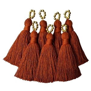 zippy flora sareeblousedupatta tassels mini cotton tassels with pearls pack of 10 with golden pearl rust brown