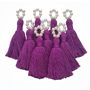 zippy flora sareeblousedupatta tassels mini cotton tassels with pearls pack of 10 purple