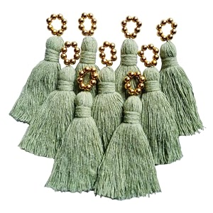 zippy flora sareeblousedupatta tassels mini cotton tassels with pearls pack of 10 with golden pearl seagreen