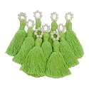 Zippy Flora Saree/Blouse/Dupatta Tassels, mini Cotton Tassels with Pearls, Pack of 10 (Parrot Green)