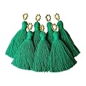 Zippy Flora Saree/Blouse/Dupatta Tassels, mini Cotton Tassels with Pearls, Pack of 10 (with Golden Pearl (Dark Green))