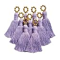 Zippy Flora Saree/Blouse/Dupatta Tassels, mini Cotton Tassels with Pearls, Pack of 10 (with Golden Pearl (Lavender))