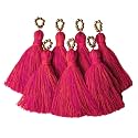 Zippy Flora Saree/Blouse/Dupatta Tassels, mini Cotton Tassels with Pearls, Pack of 10 (with Golden Pearl (Mix-Dark Pink &amp; Orange))