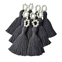 Zippy Flora Saree/Blouse/Dupatta Tassels, mini Cotton Tassels with Pearls, Pack of 10 (Dark Grey)