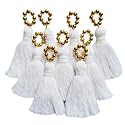 Zippy Flora Saree/Blouse/Dupatta Tassels, mini Cotton Tassels with Pearls, Pack of 10 (with Golden Pearl (White))