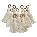 Zippy Flora Saree/Blouse/Dupatta Tassels, mini Cotton Tassels with Pearls, Pack of 10 (with Golden Pearl (Off-White))