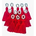 Zippy Flora Saree/Blouse/Dupatta Tassels, mini Cotton Tassels with Pearls, Pack of 10 (Red)
