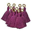 Zippy Flora Saree/Blouse/Dupatta Tassels, mini Cotton Tassels with Pearls, Pack of 10 (with Golden Pearl (Purple))