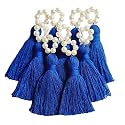 Zippy Flora Saree/Blouse/Dupatta Tassels, mini Cotton Tassels with Pearls, Pack of 10 (Royal Blue)