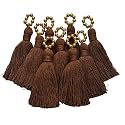 Zippy Flora Saree/Blouse/Dupatta Tassels, mini Cotton Tassels with Pearls, Pack of 10 (with Golden Pearl (Brown))