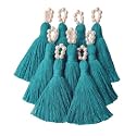 Zippy Flora Saree/Blouse/Dupatta Tassels, mini Cotton Tassels with Pearls, Pack of 10 (Aqua Blue)
