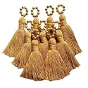 Zippy Flora Saree/Blouse/Dupatta Tassels, mini Cotton Tassels with Pearls, Pack of 10 (with Golden Pearl (Dark Beige))