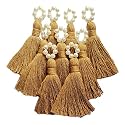 Zippy Flora Mini Cotton Tassels with Pearl Embellishments for Saree, Blouse &amp; Dupatta Decoration, Ethnic Wear Styling &amp; DIY Crafts (Pack of 10, Elegant Dark Beige Color, Handmade Decorative Tassels