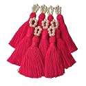 Zippy Flora Saree/Blouse/Dupatta Tassels, mini Cotton Tassels with Pearls, Pack of 10 (Flamingo Pink)