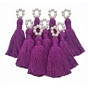 Zippy Flora Saree/Blouse/Dupatta Tassels, mini Cotton Tassels with Pearls, Pack of 10 (Purple)