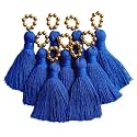 Zippy Flora Saree/Blouse/Dupatta Tassels, mini Cotton Tassels with Pearls, Pack of 10 (with Golden Pearl (Royal Blue))
