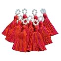 Zippy Flora Saree/Blouse/Dupatta Tassels, mini Cotton Tassels with Pearls, Pack of 10 (Mix-Dark Pink &amp; Orange)