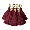 Zippy Flora Saree/Blouse/Dupatta Tassels, mini Cotton Tassels with Pearls, Pack of 10 (with Golden Pearl (Burgundy))