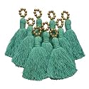 Zippy Flora Saree/Blouse/Dupatta Tassels, mini Cotton Tassels with Pearls, Pack of 10 (with Golden Pearl (Turquoise Blue))