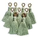 Zippy Flora Saree/Blouse/Dupatta Tassels, mini Cotton Tassels with Pearls, Pack of 10 (with Golden Pearl (Seagreen))