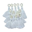 Zippy Flora Saree/Blouse/Dupatta Tassels, mini Cotton Tassels with Pearls, Pack of 10 (White)