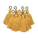 Zippy Flora Saree/Blouse/Dupatta Tassels, mini Cotton Tassels with Pearls, Pack of 10 (with Golden Pearl (Mustard))