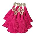 Zippy Flora Saree/Blouse/Dupatta Tassels, mini Cotton Tassels with Pearls, Pack of 10 (Dark Pink)