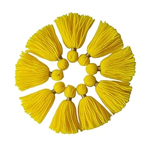 zippy flora thick woolen tassels for diydecoroutfits pack of 5 lemon yellow