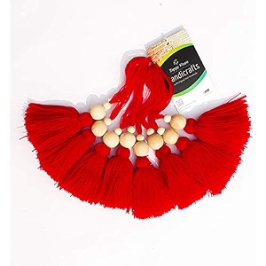 zippy flora woolen tassels pack of 10 red