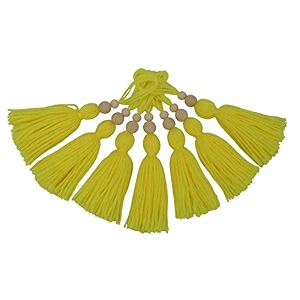 zippy flora woolen tassels pack of 10 lemon yellow