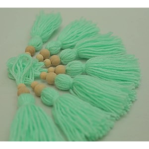 zippy flora woolen tassels pack of 10 sea green