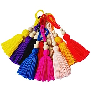 zippy flora handmade woolen tassels  pack of 10  vibrant multicolor decorative tassels for diy crafts home dcor wall hangings gift wrapping amp creative handmade projects