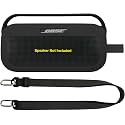 Zitel Silicone Case Compatible for Bose SoundLink Flex Bluetooth Portable Speaker Protective Cover with Built-in Handle, Shoulder Strap and Carabiner (Case Only) - Black