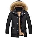 ZITY Men's Winter Jacket Thicken Sherpa Lined Fleece Parka Long Outerwear Fur Coats Water-Resistant Windproof Hooded Jackets