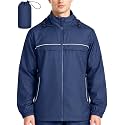 ZITY Mens Waterproof Rain Jacket Windbreaker Raincoat Hooded &amp; Mesh‑Lined