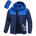 ZITY Mens Waterproof Rain Jacket Windbreaker Raincoat Hooded &amp; Mesh‑Lined